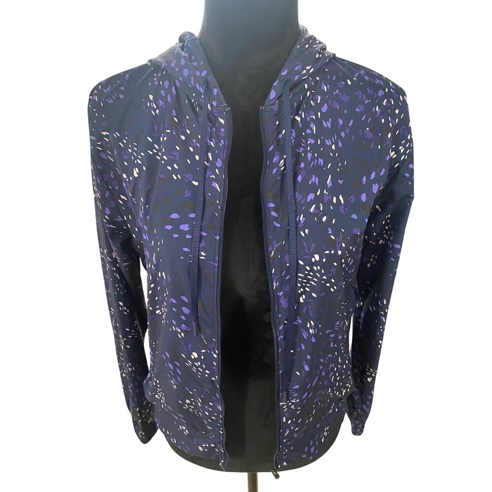 Retro Purple Confetti Windbreaker Hoodie Sporty Womens Activewear